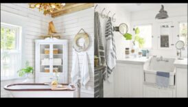 Lauku mājas stila vannas istabas dekoru idejas