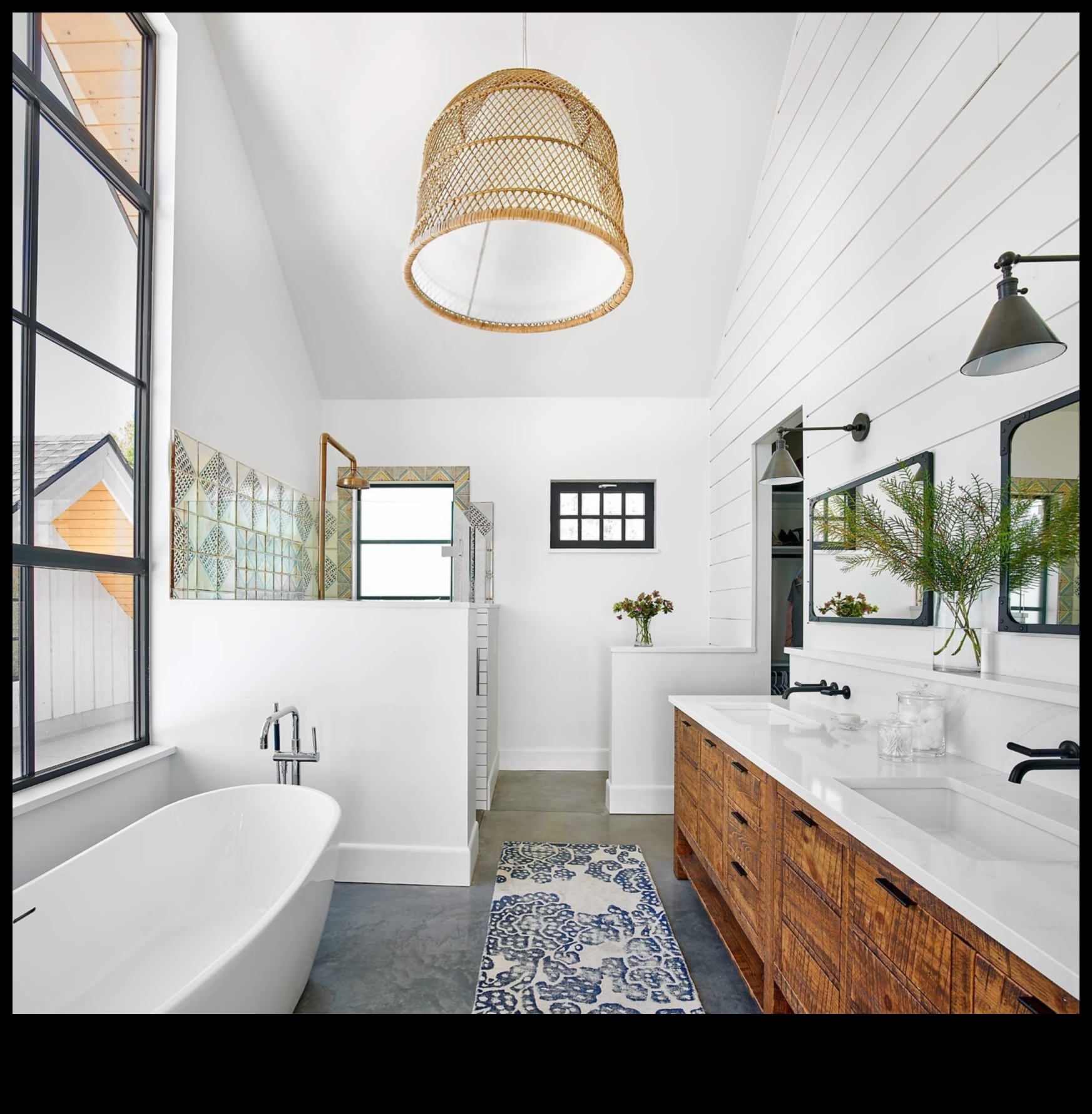 Lauku mājas stila vannas istabas dekoru idejas