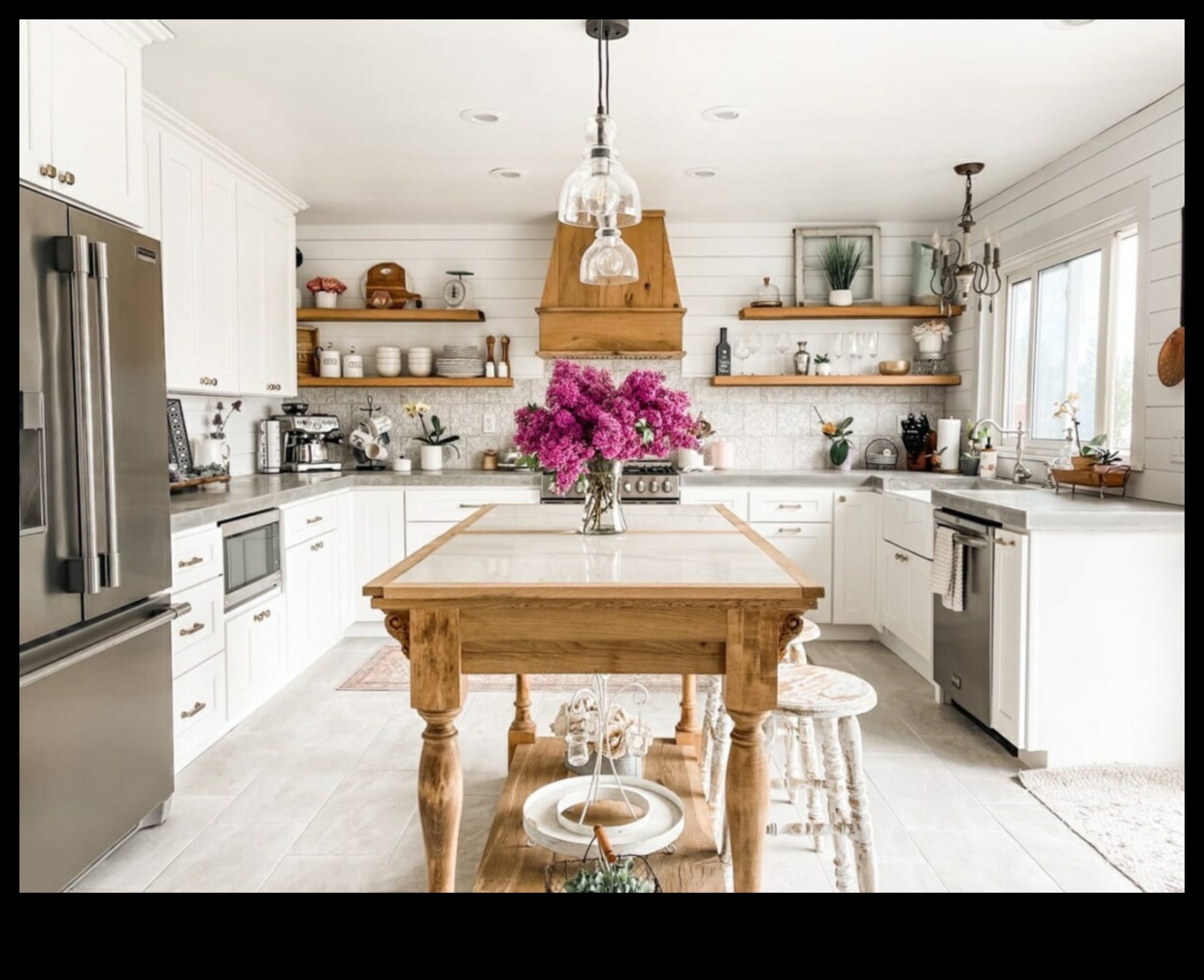 Lauku mājas stila virtuves dekors