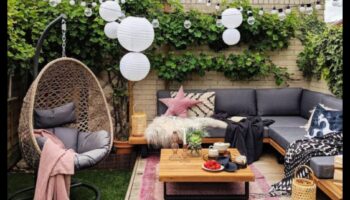 Kādas ir Boho Chic āra dārza dekoru idejas ar piekārtiem stādītājiem?