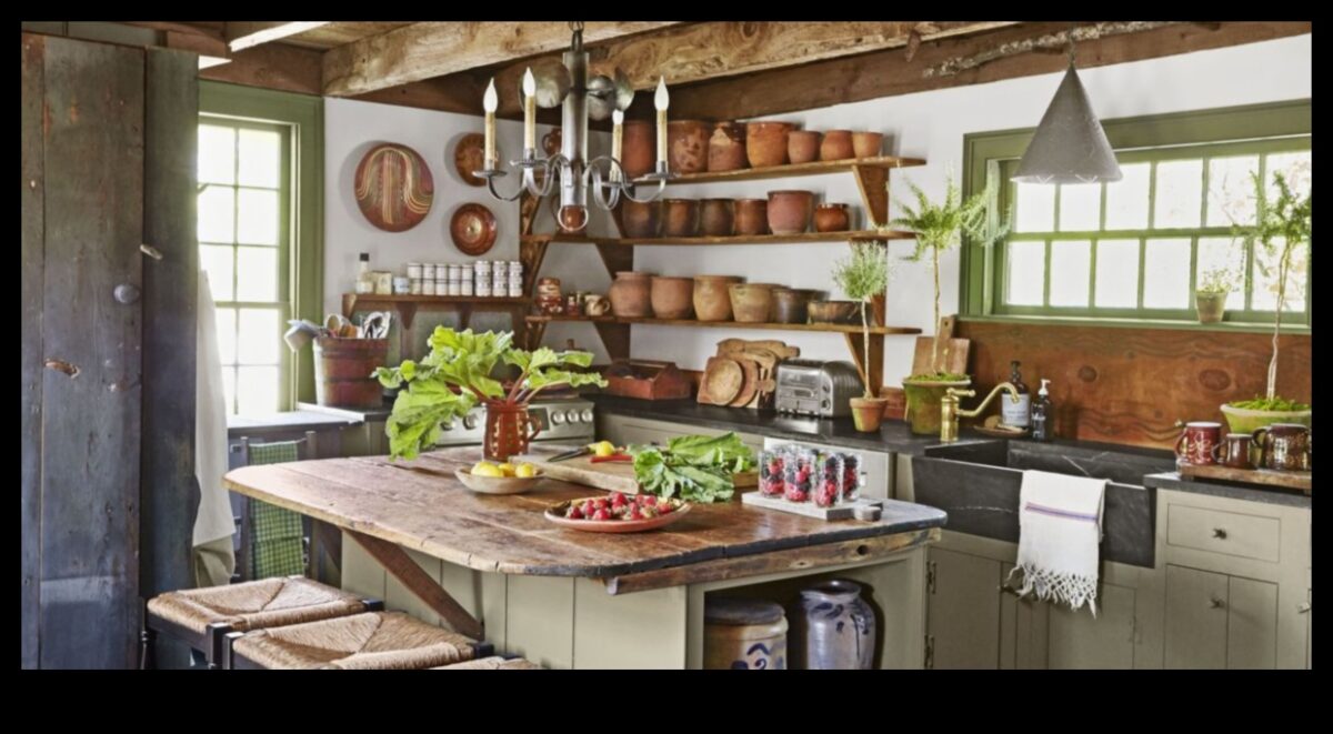 Lauku mājas stila virtuves dekors