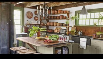 Lauku mājas stila virtuves dekors